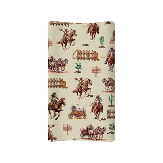 ZDCUSTOM Western Cowboy Diaper Changing Pad Covers Baby Changing Pad Covers Stretchy Changing Pad Covers Fits Standard Contoured Changing Pads