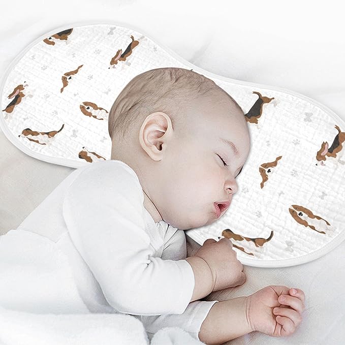 Basset Hound Dog Pattern Muslin Burp Cloths for Baby 1 Pack Soft 100% Cotton Baby Washcloths Bibs for Boy Girl