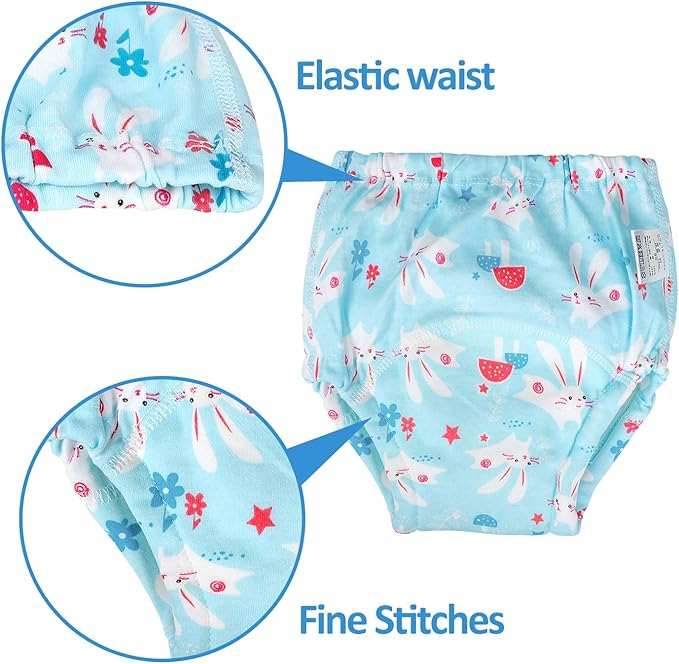 MooMoo Baby Cotton Training Pants 4 Pack Padded Toddler Potty Training Underwear for Boys and Girls-12M-5T