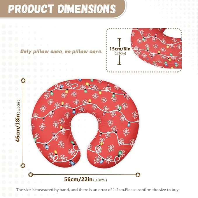 Christmas Light Snowflake Breastfeeding Pillow Cover Baby Breastfeeding Slipcover Infant Newborn Nursery Bottle Pillowcase Baby Essentials Xmas Decor