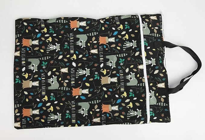 Large Hanging Wet/Dry Cloth Diaper Pail Bag for Reusable Diapers or Laundry (Raccoon)