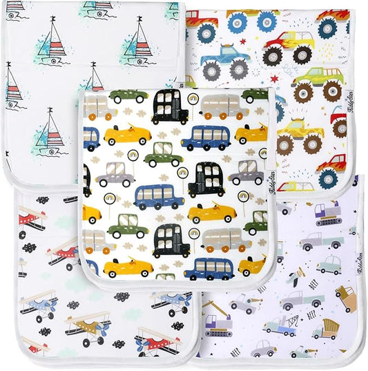 KiddyStar 5-Pack Burp Cloths – Organic Cotton, Soft, Large & Absorbent 3-Layer Towels for Newborns – Essential for Feeding & Spit-Up
