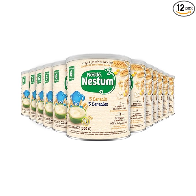 Nestle Nestum Infant Cereal, 5 Cereals, 10.6 oz (Pack of 12)