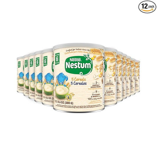 Nestle Nestum Infant Cereal, 5 Cereals, 10.6 oz (Pack of 12)