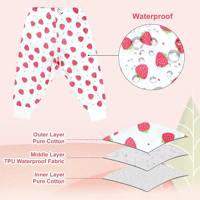 MOEMOE BABY Waterproof Diaper Pants for Potty Training 2 Packs Nighttime Diaper Short for Toddler Boys and Girls