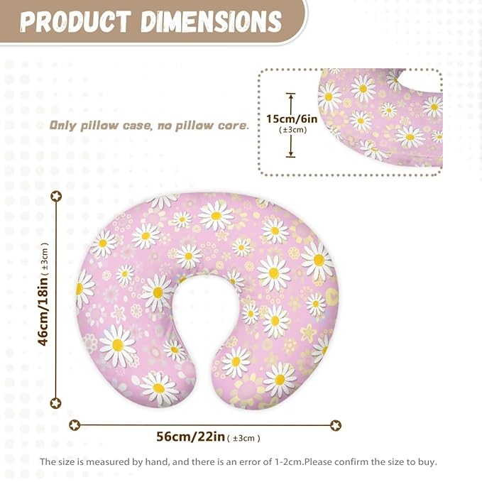 Daisy Nursing Pillow Slipcover for Breastfeeding Moms Pink Daisy Nursing Pillow Cover Stretchy Cover for Breastfeeding Pillows Soft Snug Fits On Infant Nursing Pillow
