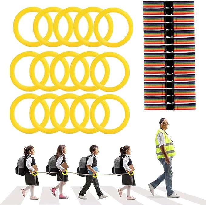 Walking Rope for Preschool - 12-Ring with Detachable Safety Line | Walking Line with Handle - Ease Teachers' Workload Efficiently| Safe Lineup & Play & Educational Aids
