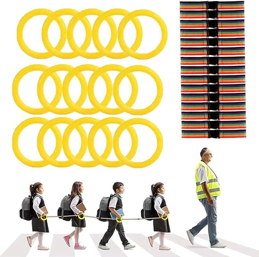 Walking Rope for Preschool - 12-Ring with Detachable Safety Line | Walking Line with Handle - Ease Teachers' Workload Efficiently| Safe Lineup & Play & Educational Aids