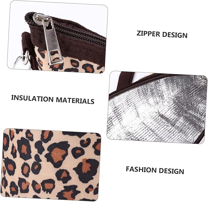 1pc Baby Bottle Insulation Bag - Large Capacity, Thermal, Oxford Cloth, Leopard Print, Zippered Pocket, 1200ml, Unisex