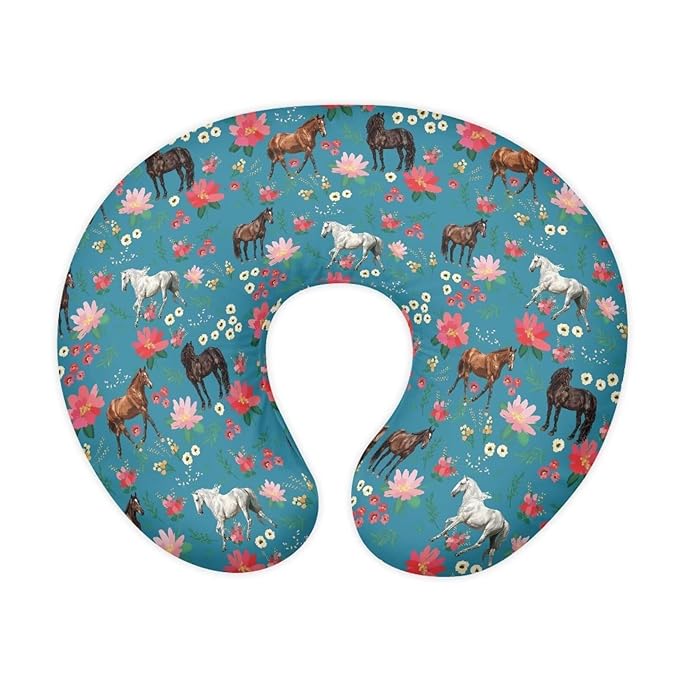 Horse and Red Floral Nursing Pillowcase Nursing Pillow Cover Cuddle Pillow Slipcover Detachable Nursing Pillow Protective Baby Feeding Baby Essentials