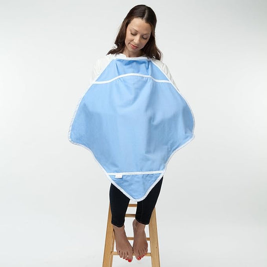 NuAngel Nursing Cover - Periwinkle Blue | Cotton Nursing Blanket for Nursing Mothers | Breathable Breastfeeding Cover - Adjustable Neck and Private Viewing Slit | Diamond Shape for Additional Coverage