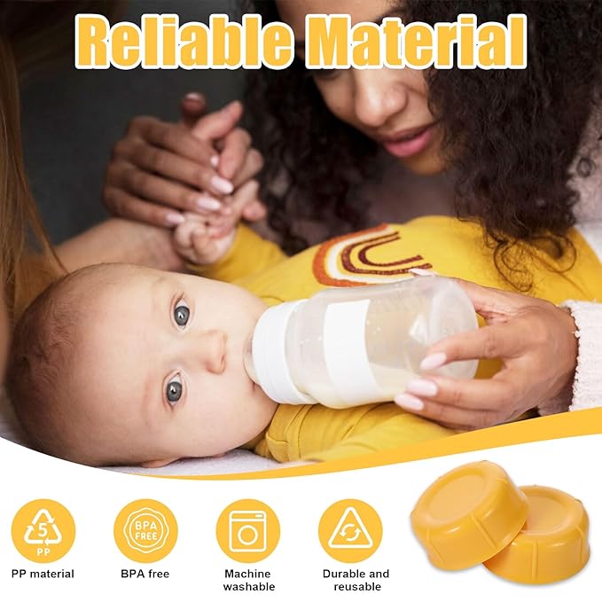 10Pcs Narrow Baby Bottle Caps Compatible with Dr Brown's, Medela, Ameda, Travel Bottle Caps Replacement Parts for Dr Brown, Storage Baby Bottle Lids with Sealing Gasket BPA Free Leak Proof (Orange)