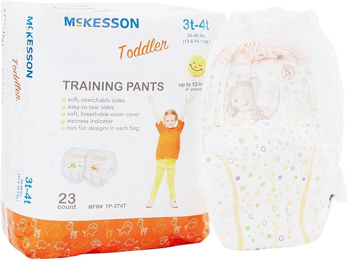 McKesson Toddler Training Pants, 3T to 4T - Disposable, Pull-On with Tear-Away Seams - 30 to 40 lbs, 23 Count, 4 Packs, 92 Total