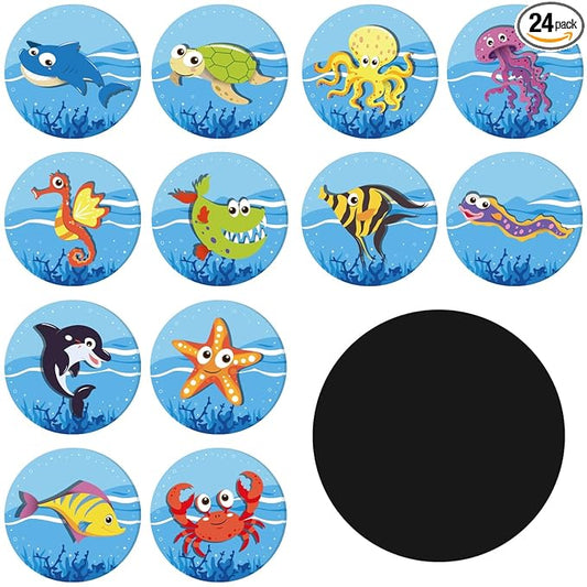 Geyee 24 Pcs Potty Training Stickers Potty You Pee on Toilet Reveal Stickers Chart Reusable Pee Decals Color Changing Seat Toilet Targets for Boys Girls Kids Training Use(Marine Animal)