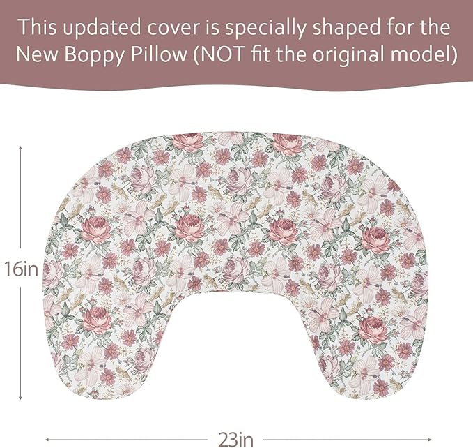 Little Jump Nursing Pillow Cover, Single Cover for The for The Updated Designed Breastfeeding Pillows, Western Wild Flowers Easy-On Slipcover with Soft Stretchy Fabric (New -2 Pack Vintage Floral)
