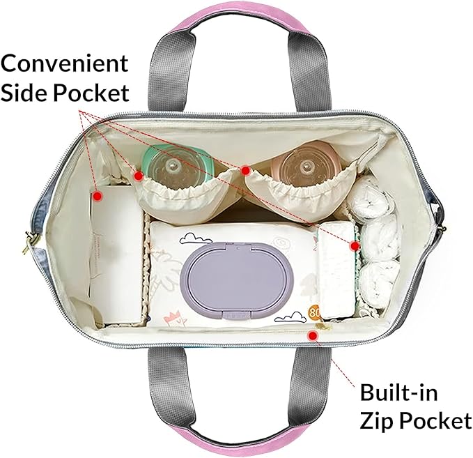 Elephant Flowers Diaper Bag Backpack Multifunction Bags with Changing Pad Unisex Stylish Travel Back Pack Nappy Custom Bag for Moms Dads 10.8"x7.8"x15.7"