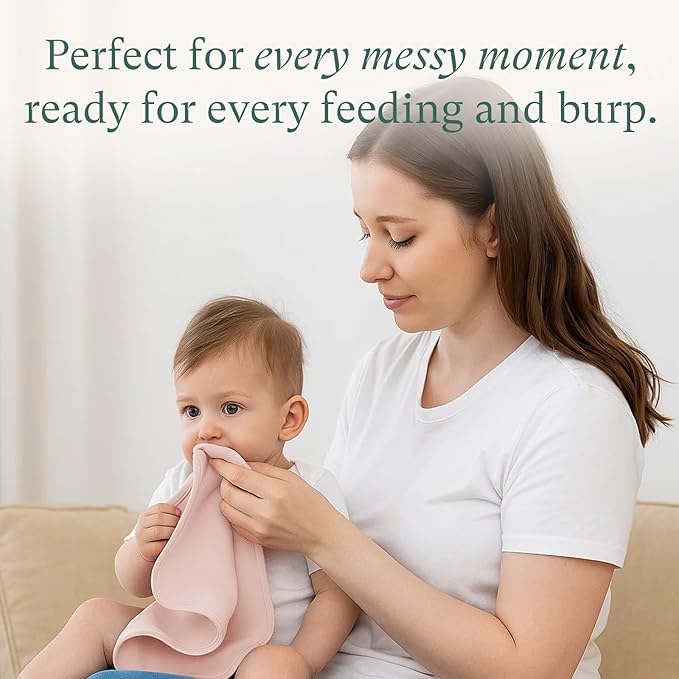 PurComfy Supersoft Burp Cloths Baby Girl, Premium Bamboo Viscose Baby Burp Cloths, Absorbent & Skin-Friendly, Large 21” x 10”, Baby Essentials for Feeding, Spit-Up, 3-Pack