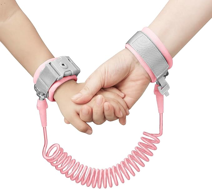 PandaEar Anti Lost Wrist Link, Toddler Harness Walking Leash Safety Child Wristband Leashes for Babies Kids -Pink