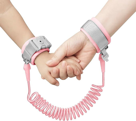 PandaEar Anti Lost Wrist Link, Toddler Harness Walking Leash Safety Child Wristband Leashes for Babies Kids -Pink