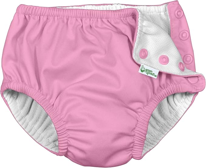 i Play (2 Pack) Girls Reusable Absorbent Baby Swim Diapers - Swimming Suit Bottom | No Other Diaper Necessary Light Pink and Hot Pink 6 Months