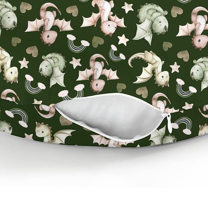 Fairytale Dragon Love Stars Baby Nursing Pillow Covers for Boy Girl Baby Dragons Purple Nursery Feeding Pillowcase for Breastfeeding Pillows Fantasy Animal Soft Stretchy Slipcover for Newborn Infant