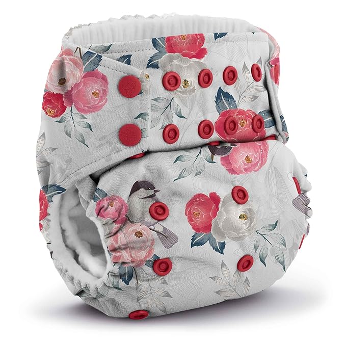 Kanga Care Rumparooz G3 Stay Dry Cloth Diaper Reusable One Size Pocket Diaper Patented Inner Double Gusset 2 pcs Microfiber Insert Soaker (6-55+ lbs) - Lily