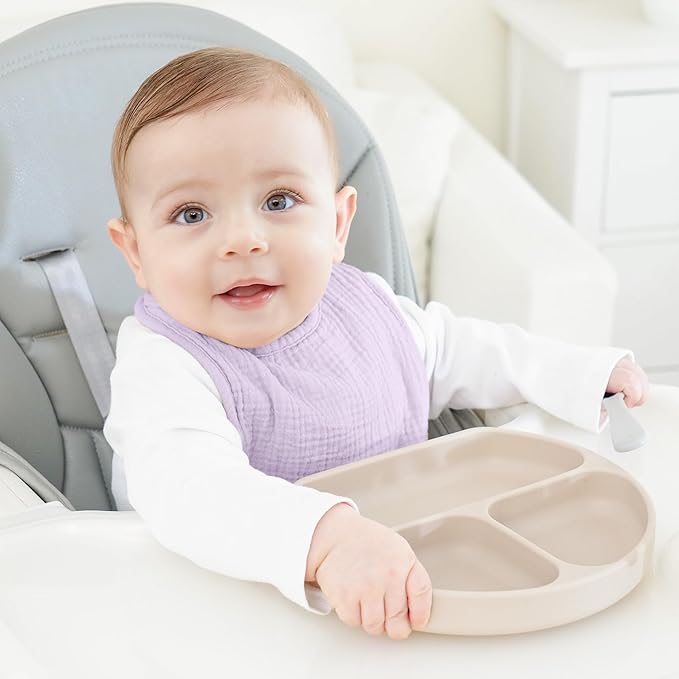 Bearmoss Baby Bibs for Drooling and teething 100% Cotton Muslin Bibs for Baby Boy & Girl,Adjustable, Ultra Absorbent,8 Pack