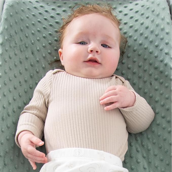 The Peanutshell Minky Dot Diaper Changing Pad Cover - Ultra Soft Baby Mat Cover for Boys & Girls, Fits 16” x 32” Changing Table Pads - Sage, 2 Pack