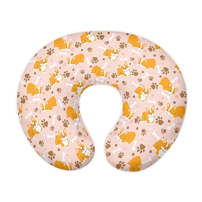 Forchrinse Cute Corgi Dog Paw Print Nursing Pillow Slipcover Covers Soft and Comfortable Pillowcase for Nursing Pillow Stretchy Replaceable Feeding Pillow Slipcover Washable
