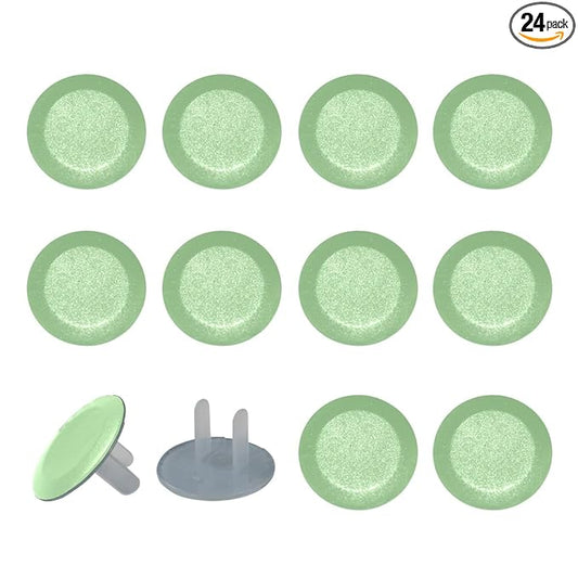 Pure Mint Green Color Outlet Covers (12 or 24 Pack) - Child Safety Electric Plug Protectors to Prevent Power Shock