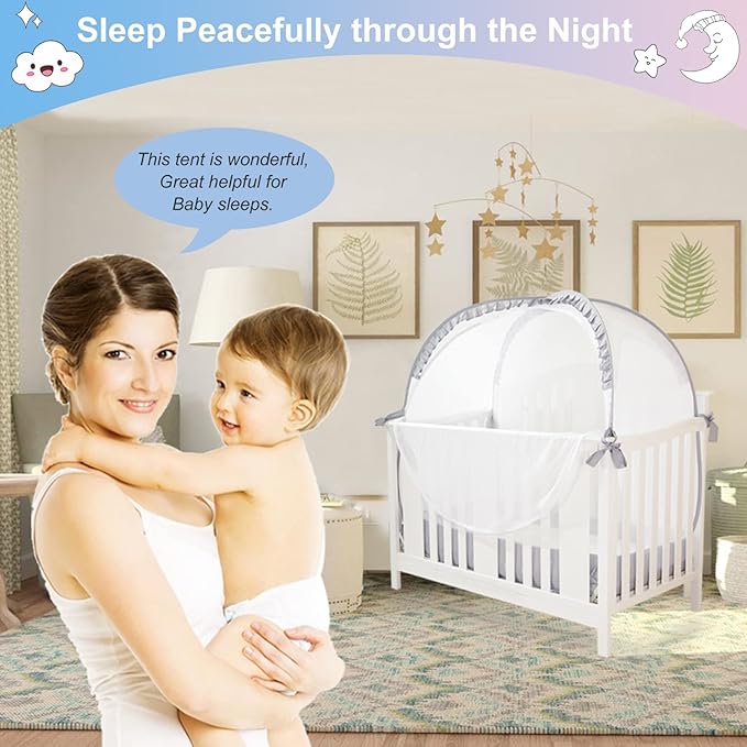 Crib Tents to Keep Toddler from Climbing Out Baby Safety Crib Tent Falls and Mosquito Bites Prevention Portable Baby Tents for Cribs Sturdy & Stylish Infant Bed Net