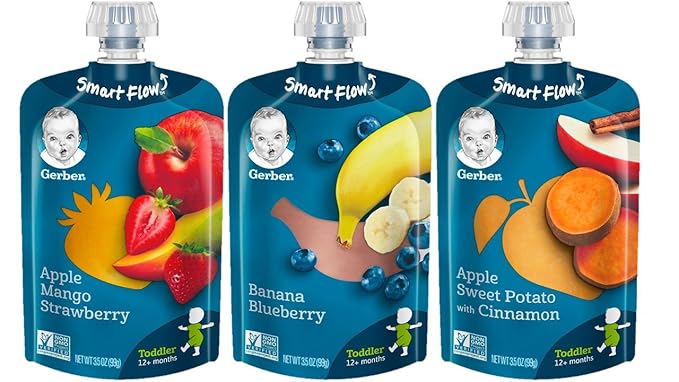 Gerber Baby Food Pouches, Toddler Snacks Variety Pack (18 Count) | Gerber Baby Snacks Puffs Variety Pack (8 Count)