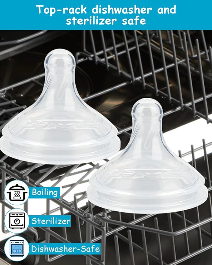 Silicone Nipple for Dr. Brown's Natural Flow Level 2 Wide-Neck Baby Bottle, 3m+, Medium Flow, 6 Pack