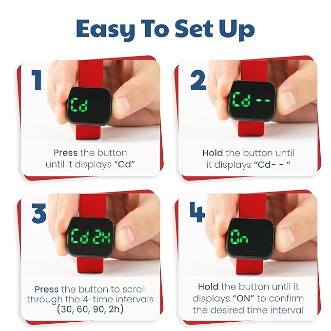 Potty Training Watch for Kids V4 – A Water Resistant Toilet Reminder Device for Boys & Girls to Train Your Toddler with Fun/Musical & Vibration Interval Reminder with Potty Training eBook (Red)