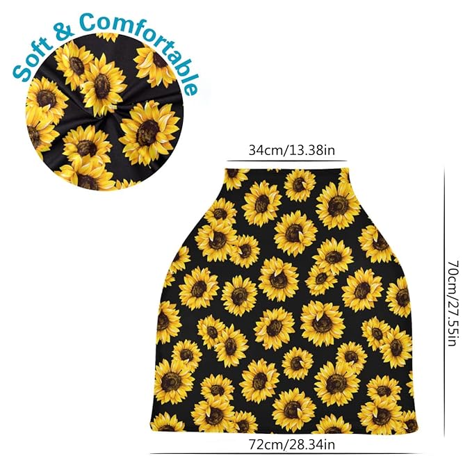 Nursing Cover, Breastfeeding Soft Carseat Canopy Sunflower Multi Use for Baby Car Seat Covers Canopy Shopping Cart Cover Scarf Light Blanket Stroller Cover