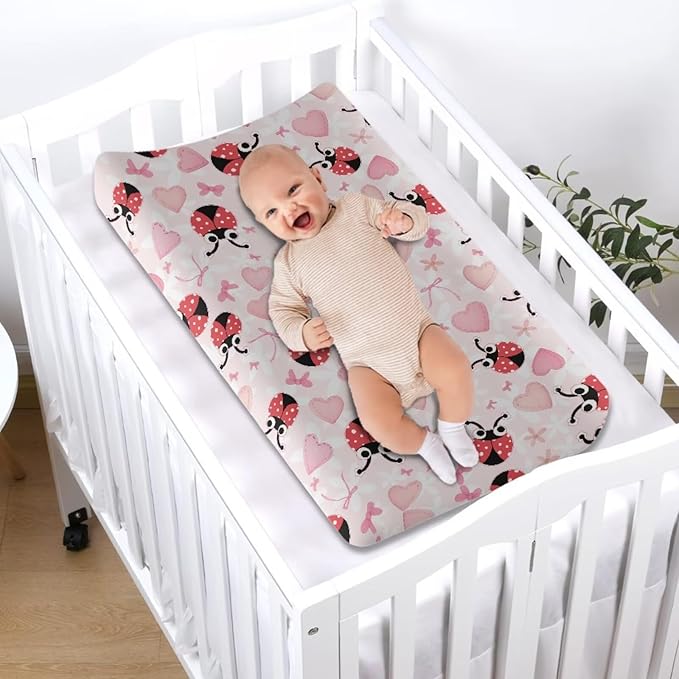 Ladybug Changing Pad Cover for Baby Soft Comfy Diaper Change Table Covers with Elastic Edge Breathable Cradle Mattress Sheets for All Season Gift for Holiday