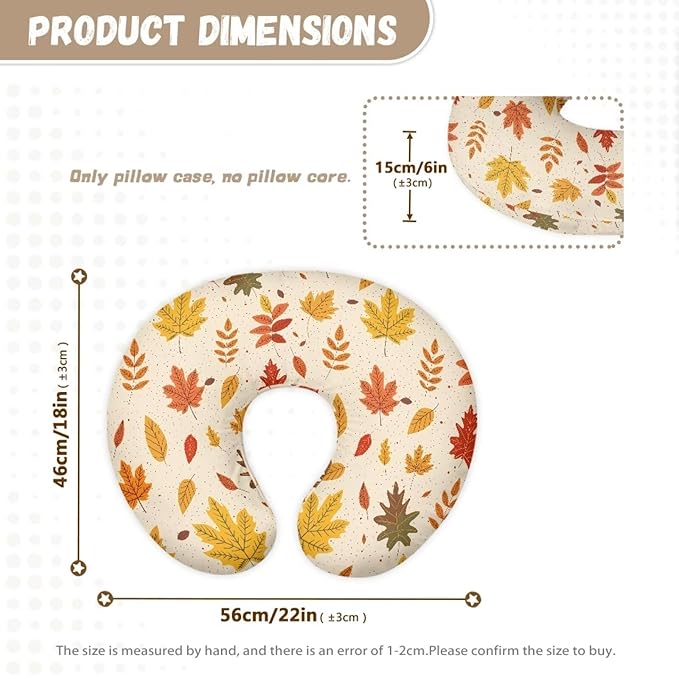 Fall Leaves Breastfeeding Pillow Cover Baby Breastfeeding Slipcover Infant Newborn Nursery Bottle Pillowcase Soft and Easy to Clean Fall Thanksgiving