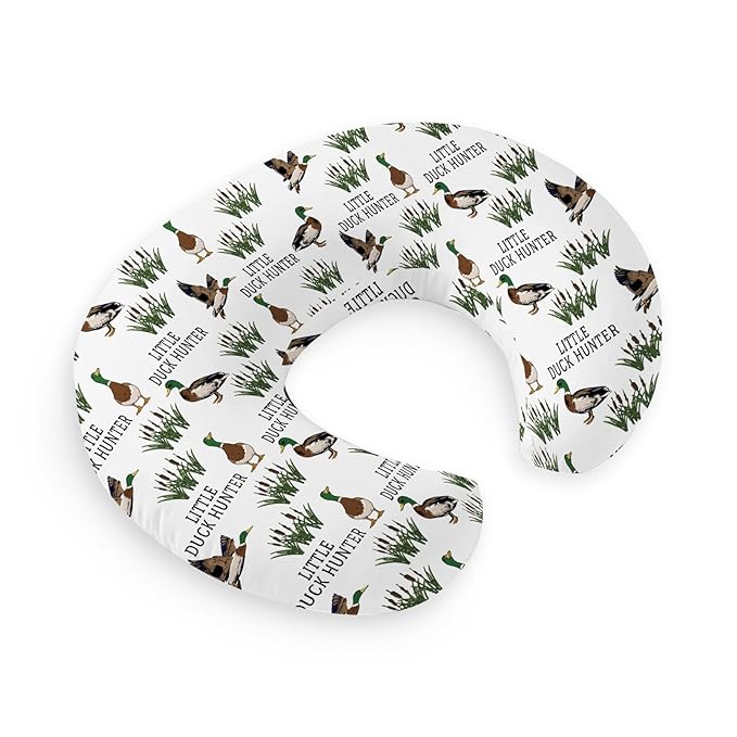 HawSkgFub Little Duck Hunter Mallard Hunting Nursing Pillow Cover for Baby Boys Girls, Wild Animal Reed Breastfeeding Pillow Slipcover, Nursing Pillowcase for Newborn Infant, Cover Only