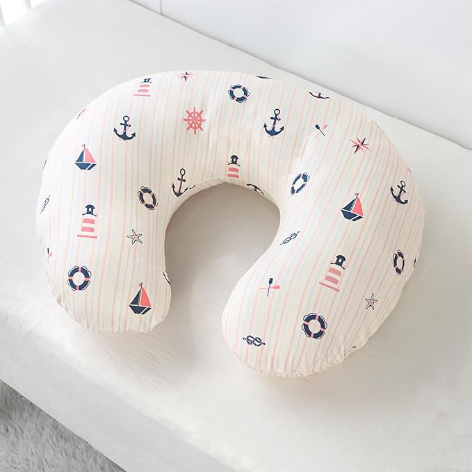 DILIMI Nursing Pillow Cover, Stretchy Removable Pillowcase for Breastfeeding Pillows, Ultra Soft Comfortable Slipcover for Baby Girl and Boy, Navigation Anchor