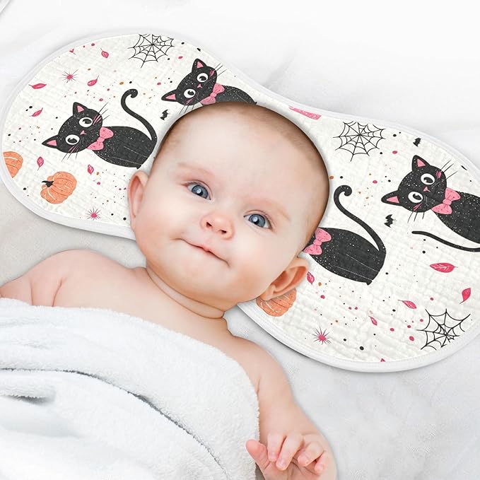 vvfelixl Baby Burp Cloths Girly Halloween Cat Baby Newborn Cotton Burping Cloths Set Babys Washcloths 4 Pack