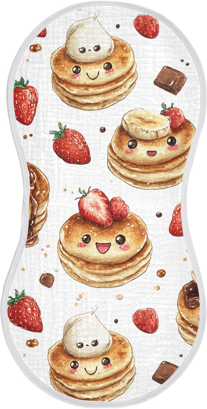 Pancakes Cakes Cute Burp Cloths Baby Boys Girls Absorbent Soft Cotton Burping Cloths Rags, 1 Pack
