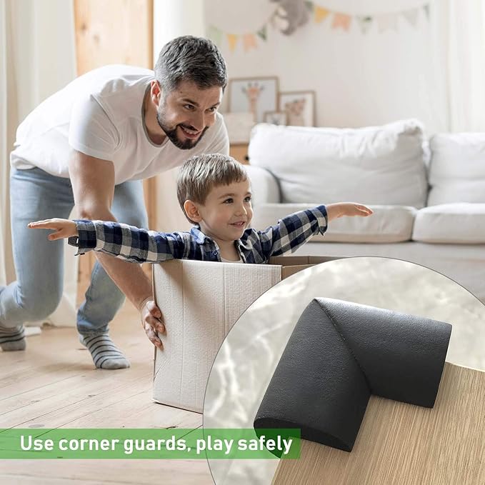 Edge & Corner Guards, 8 Pack – Table Corner Protector, Desk Edge Protection, Impact Absorbing Furniture Bumper, Baby Safety Foam Corner Guard, Soft Corner Cover Cushion for Kid, Adhesive (white color)