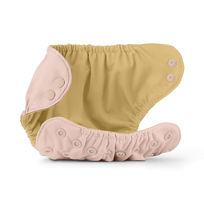 Esembly Cloth Diaper Cover - Reusable Swim Diaper, Waterproof, Breathable - Adjustable Outer Layer Over Absorbent Inner for Blowout Protection - Blush, Size 1 (7-17lbs)