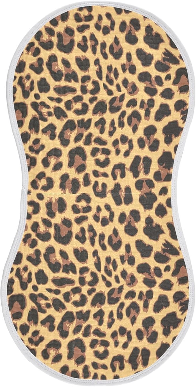 Muslin Burp Cloths for Baby Boys and Girls - 1-Pack Ultra Absorbent Leopard Print Muslin Washcloths, Newborn Towel, Milk Spit Up Rags, Burp Cloth Bib for Unisex, 22 x 11 Inch