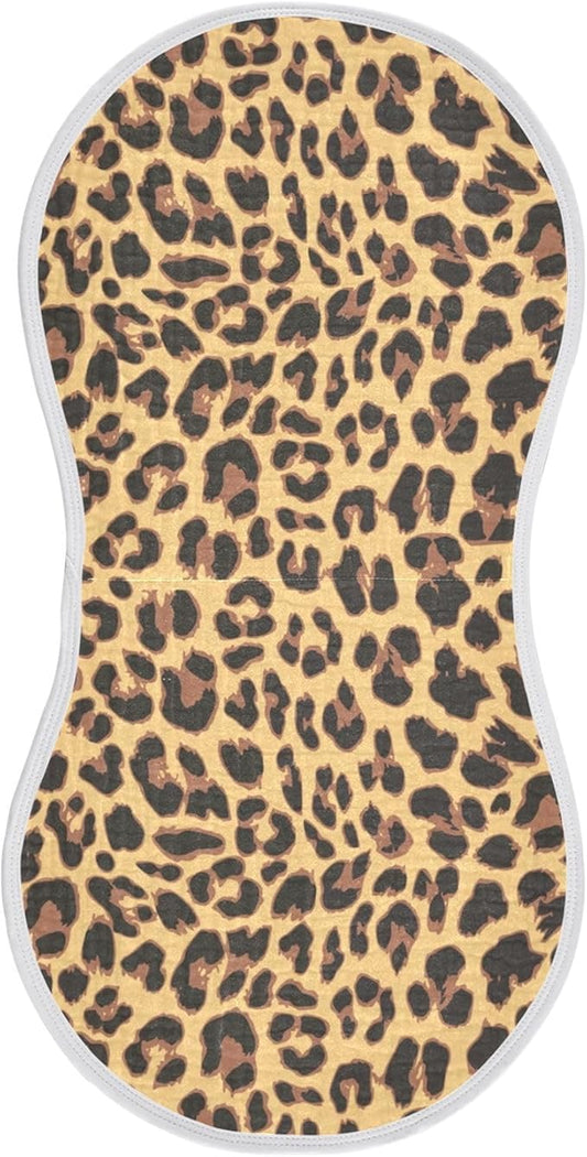 Muslin Burp Cloths for Baby Boys and Girls - 1-Pack Ultra Absorbent Leopard Print Muslin Washcloths, Newborn Towel, Milk Spit Up Rags, Burp Cloth Bib for Unisex, 22 x 11 Inch
