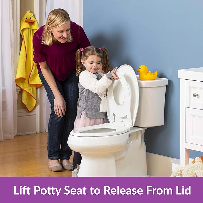 Little2Big Toilet Seat with Built-In Toddler Potty Training Seat, Slow Close, Easy to Install, Made in USA, ROUND, White