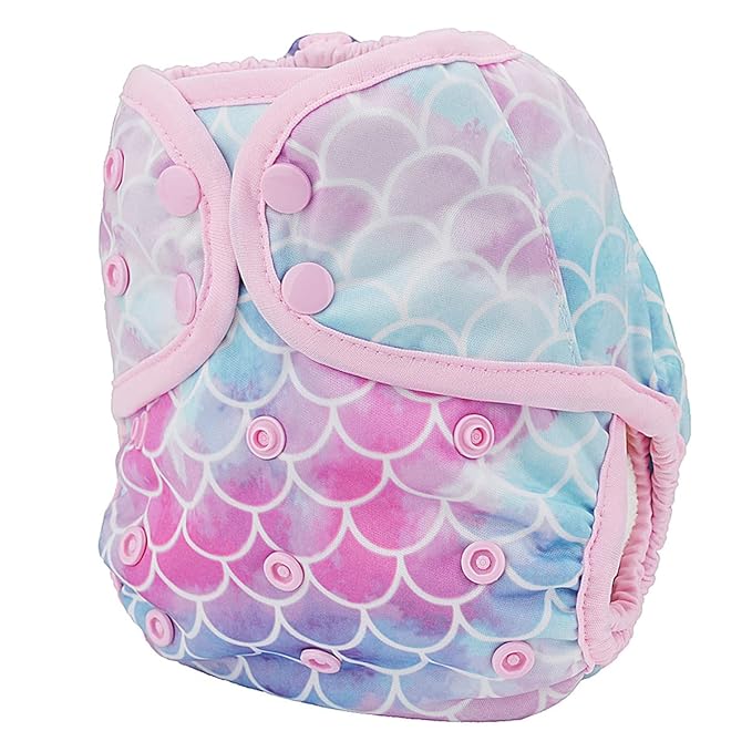 Baby Diaper Cover Nappy One Size 8lbs to 36lbs (Scales Blue Pink)