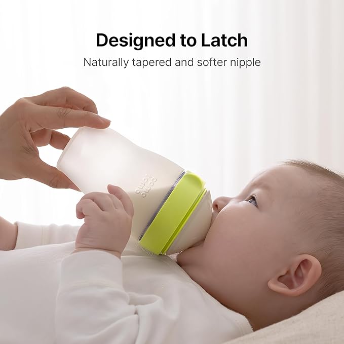 Comotomo Silicone Baby Bottle Gen 2 – 2026 Release (8oz) – Soft, Wide-Neck Bottle for Comfortable Feeding with Dual Anti Colic Vents (Includes Medium Flow Nipples), Green