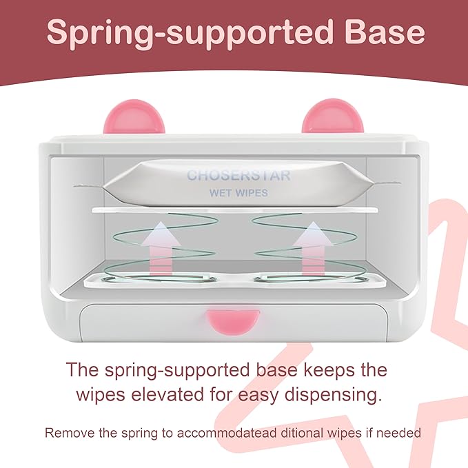 Wipe Warmer for Baby – Cat Ear Baby Wipe Warmer – Dual Layer with Face Mask Heating, 4 Temperature Settings, Upper & Lower Zone Control, Large Capacity, Constant Warmth for Newborn Night Care