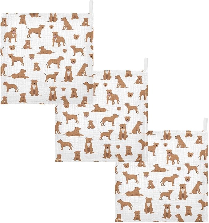 vvfelixl Baby Cotton Washcloths Staffordshire Bull Terrier Infants Bath Towel for Unisex Face Towels for Newborn, Natural Baby Wipes Delicate Skin, 11.8 X 11.8 inch, one sizex5
